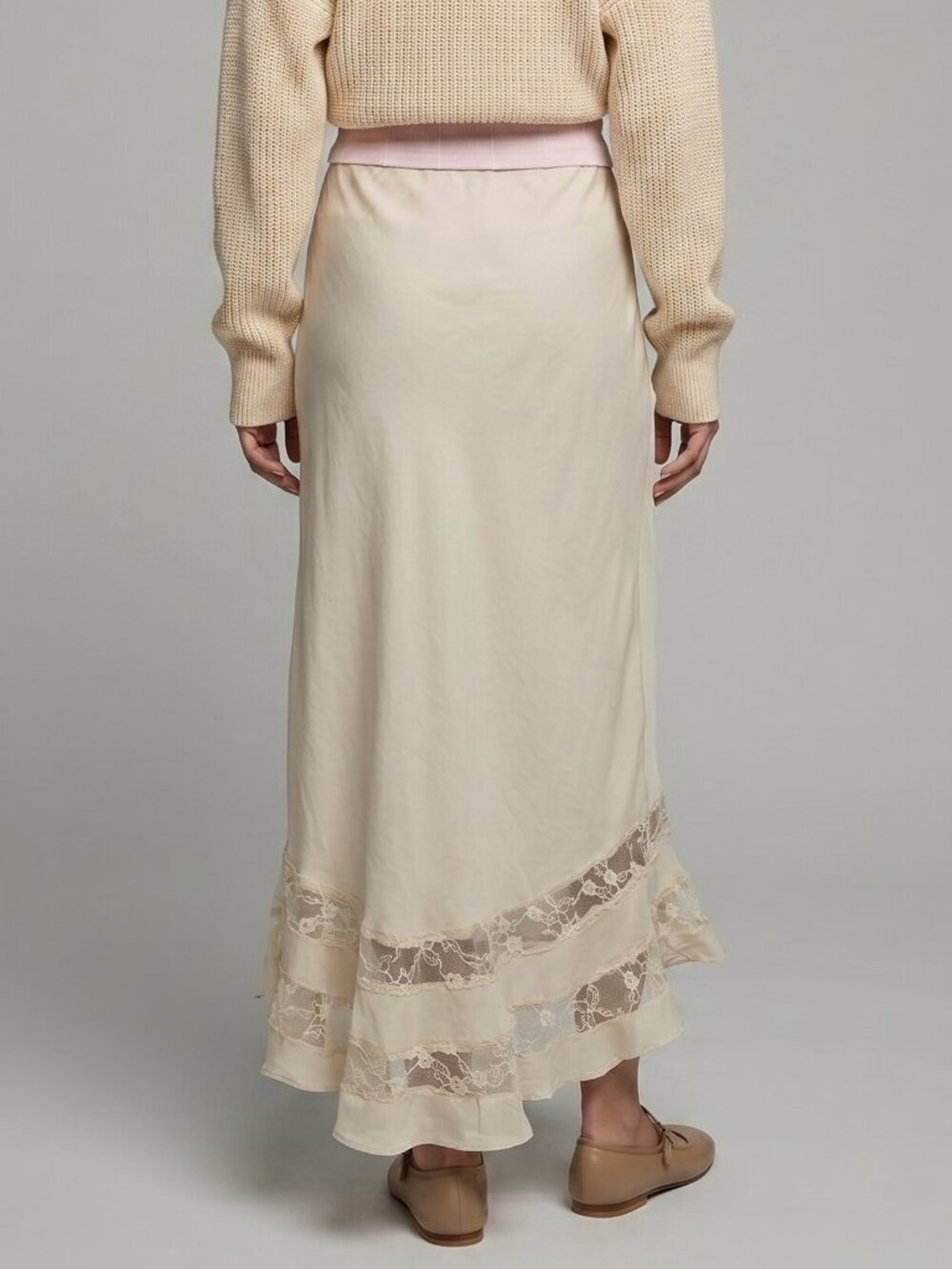 Free People Long Lost Lover Half Slip Skirt Lace Trim Boho Midi Maxi Cream - Picture 2 of 6